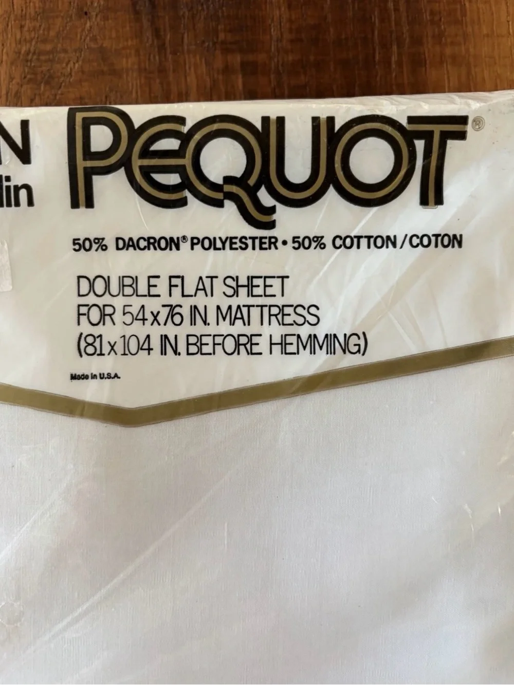 Pequot No-Iron Luxury Muslin Double Flat Sheet White New NOS Vintage